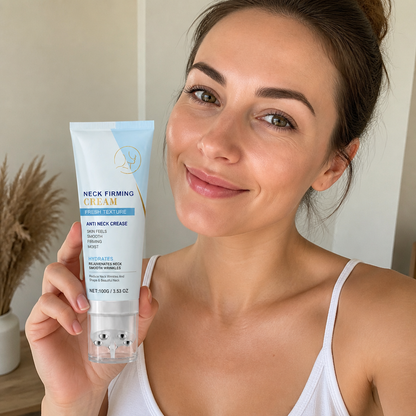 Straffende Nackencreme mit Massage-Roller – Feuchtigkeitspflege für glattere Haut