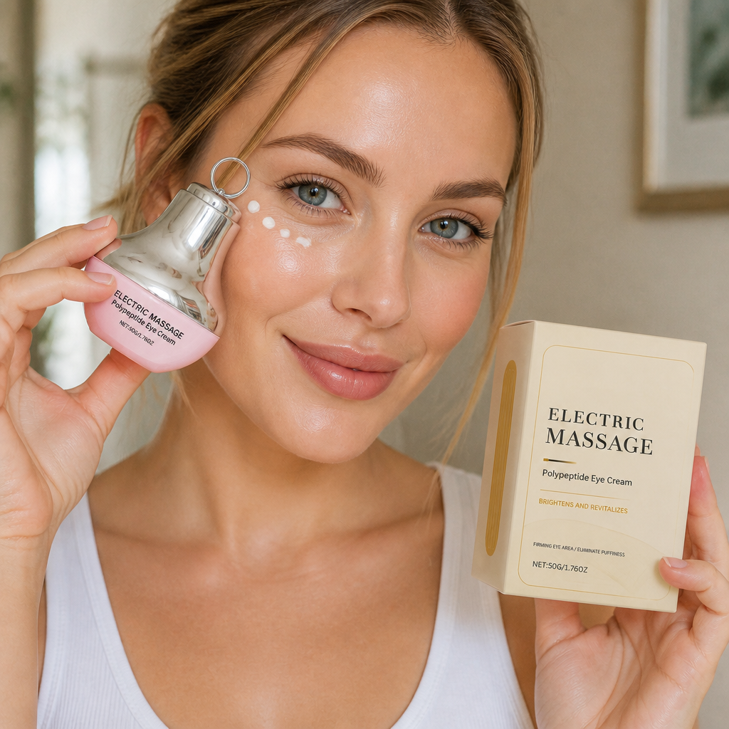 Elektrische Peptid-Augencreme mit Massage-Applikator für strahlender wirkende Augen
