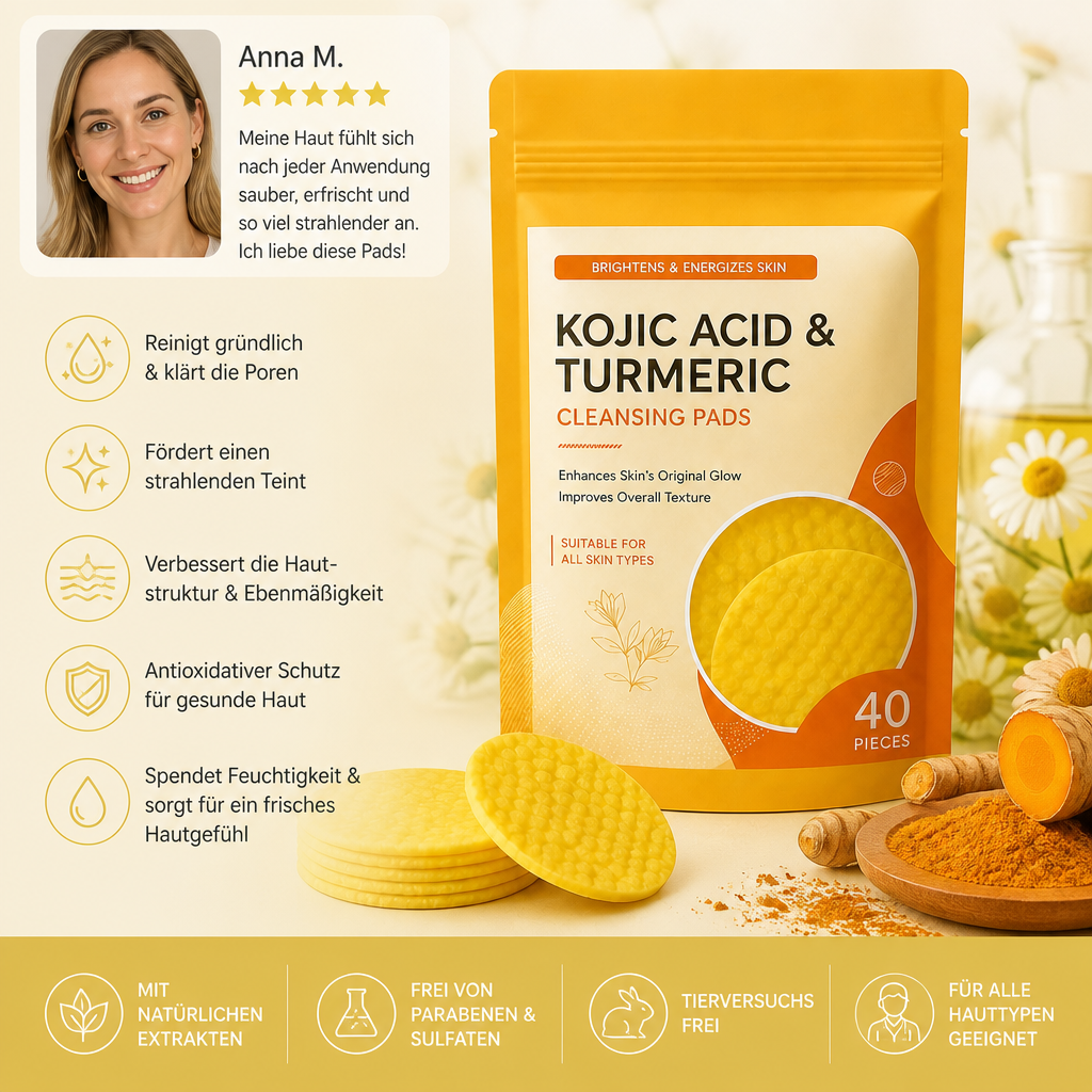 Kurkuma- & Kojisäure-Reinigungspads – Sanftes Peeling & strahlendere Haut