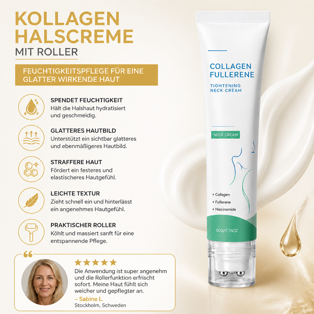 Kollagen-Halscreme mit Roller – Feuchtigkeitspflege für eine glatter wirkende Haut