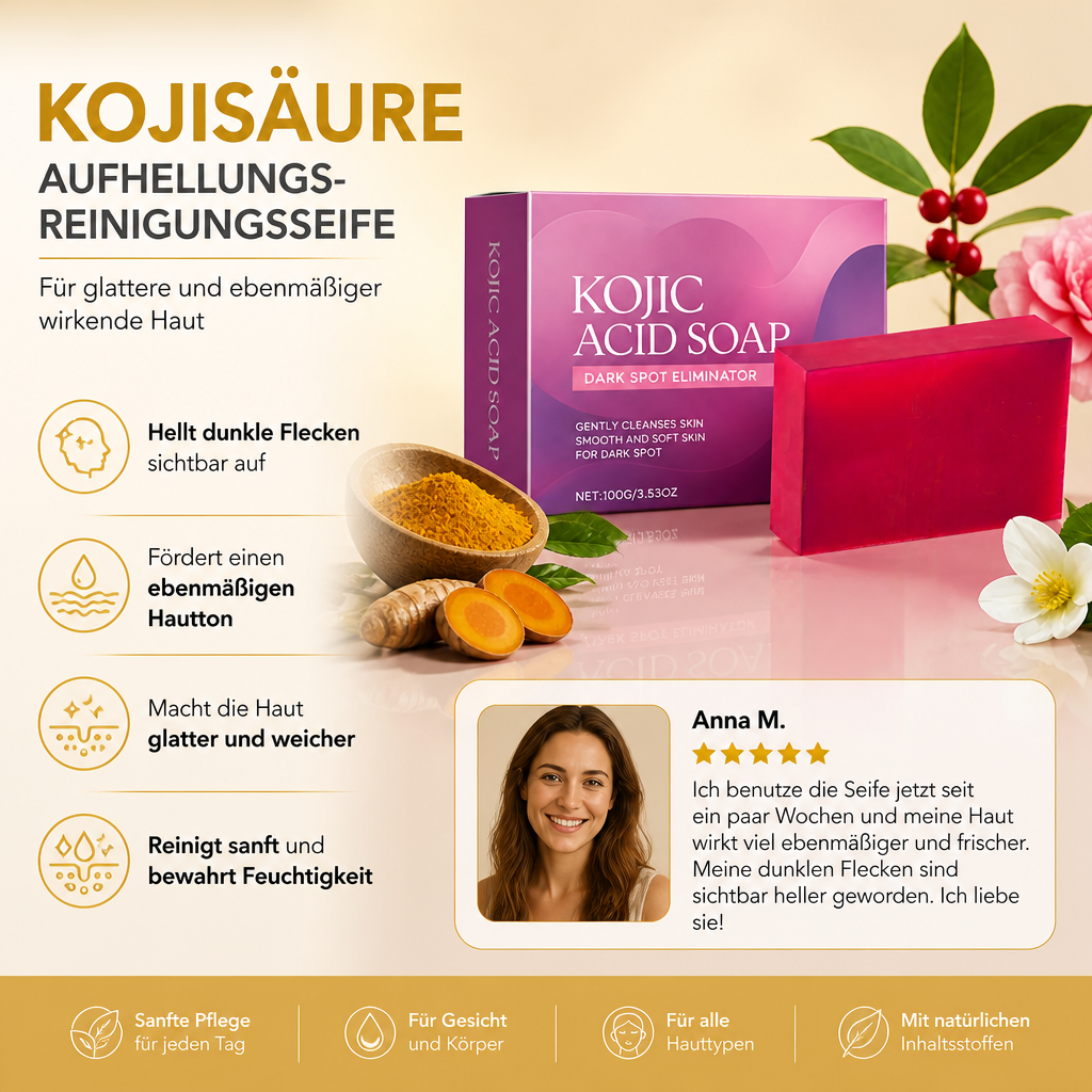 Kojisäure-Aufhellungs-Reinigungsseife – Für glattere und ebenmäßiger wirkende Haut