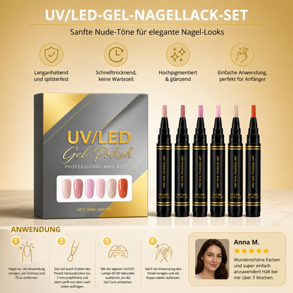 UV/LED-Gel-Nagellack-Set – Sanfte Nude-Töne für elegante Nagel-Looks