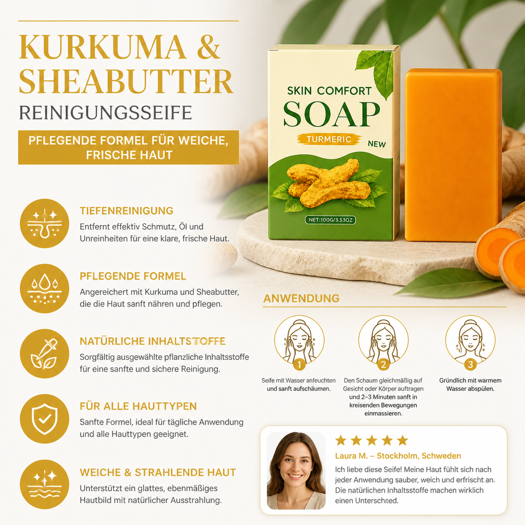 Kurkuma- & Sheabutter-Reinigungsseife – Pflegende Formel für weiche, frische Haut