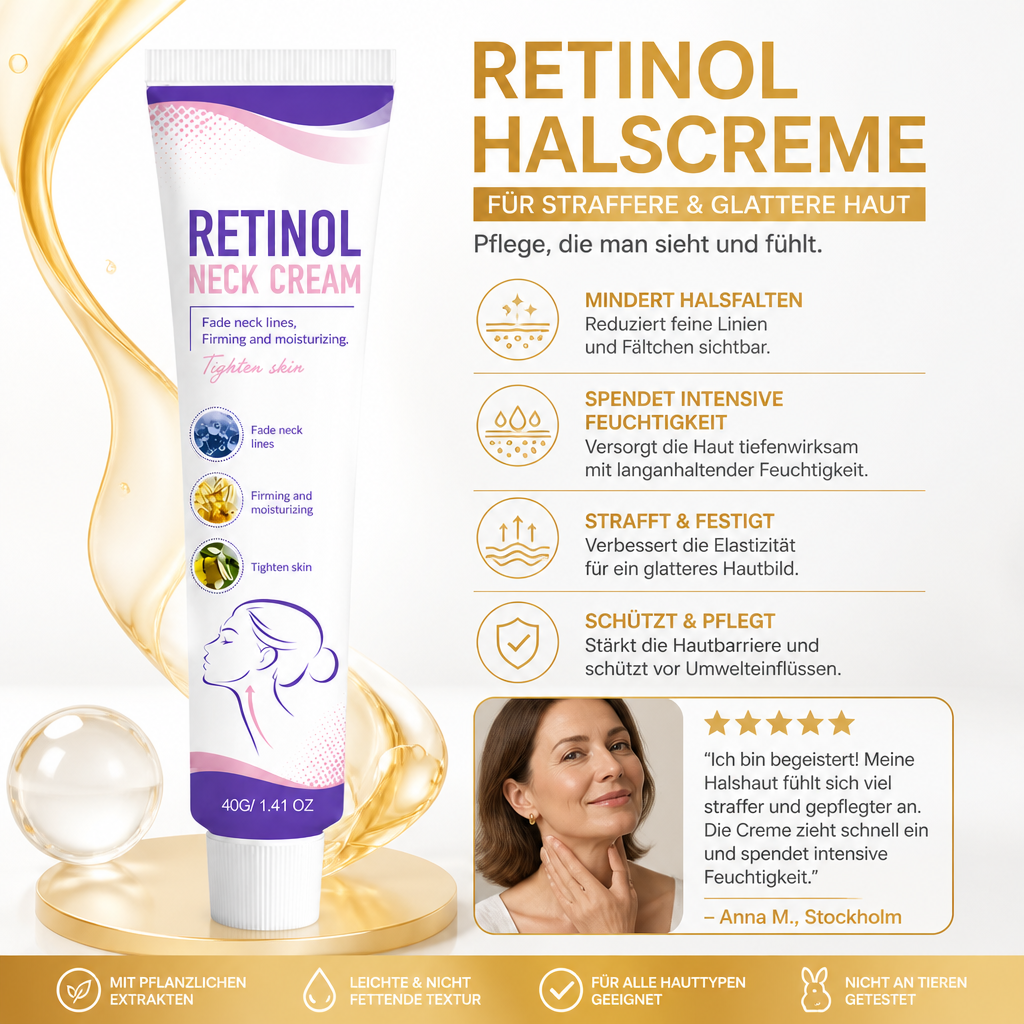 Retinol-Halscreme – Feuchtigkeitsspendende Formel für einen glatter wirkenden Hals