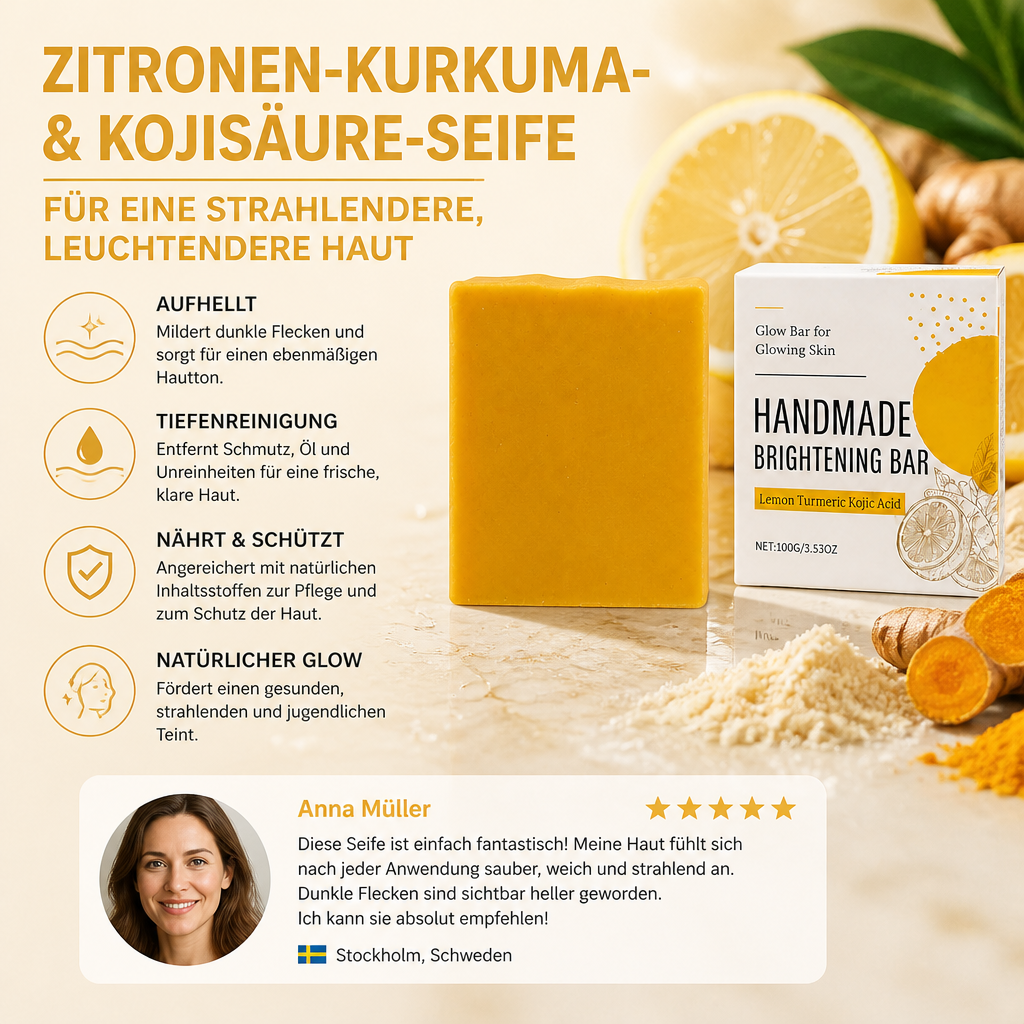 Zitronen-Kurkuma- & Kojisäure-Seife – Für eine strahlendere, leuchtendere Haut