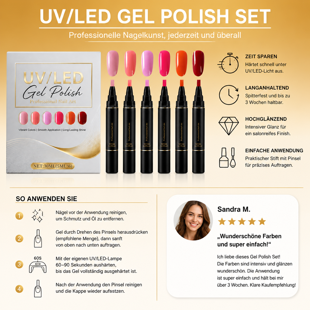 UV/LED-Gel-Nagellack-Set – Glänzende Farben für kreative Nagel-Looks