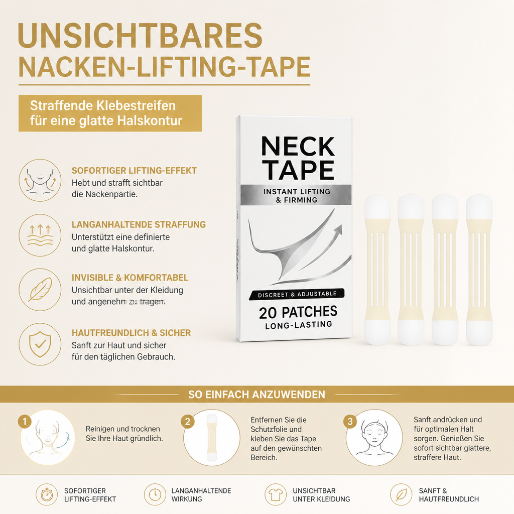 Unsichtbares Nacken-Lifting-Tape – Straffende Klebestreifen für eine glatte Halskontur