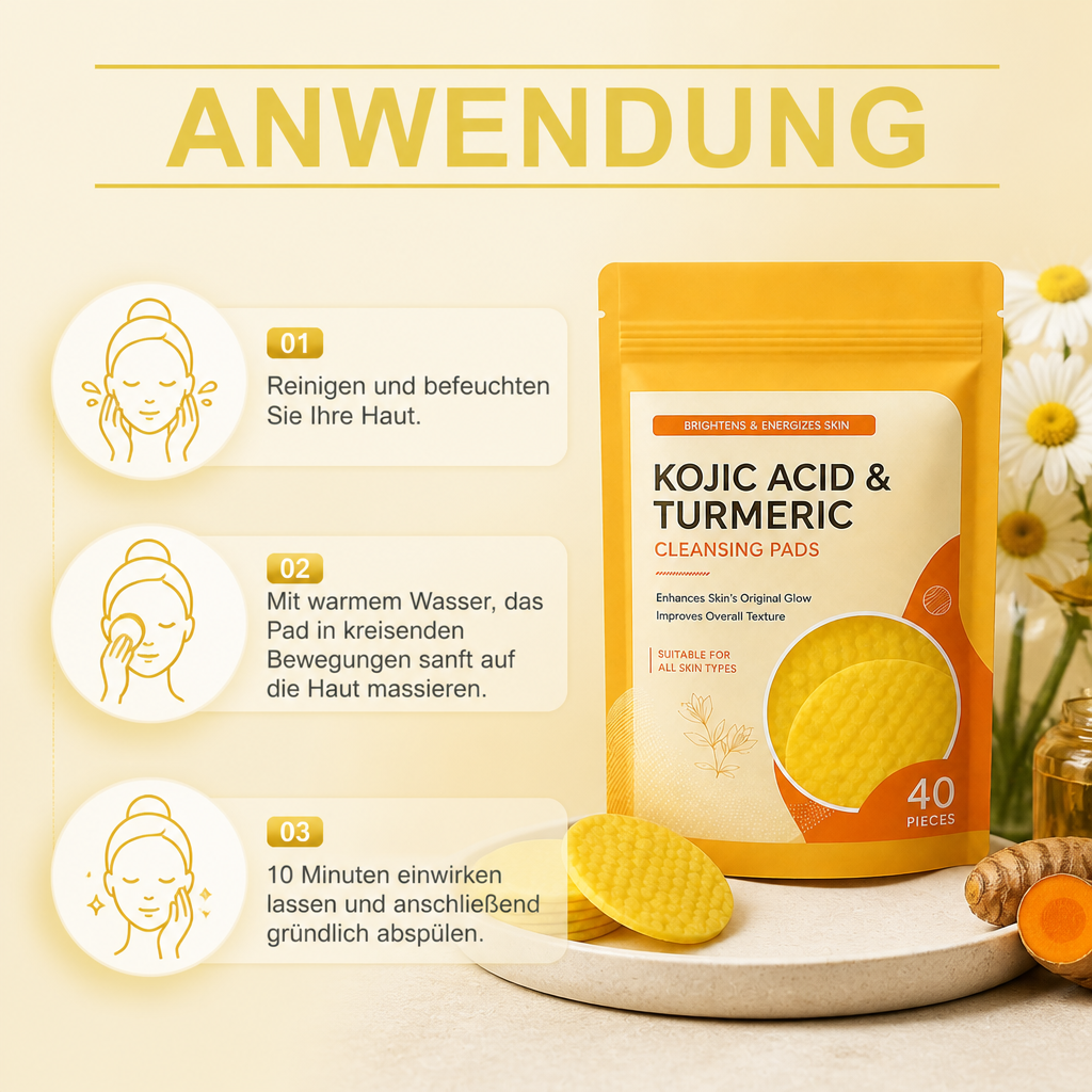 Kurkuma- & Kojisäure-Reinigungspads – Sanftes Peeling & strahlendere Haut