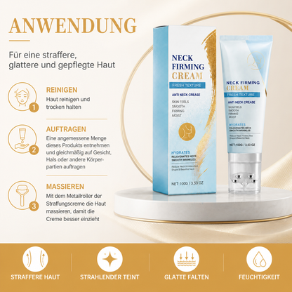 Straffende Nackencreme mit Massage-Roller – Feuchtigkeitspflege für glattere Haut