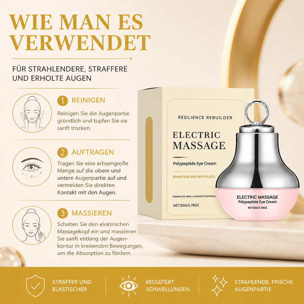 Elektrische Peptid-Augencreme mit Massage-Applikator für strahlender wirkende Augen