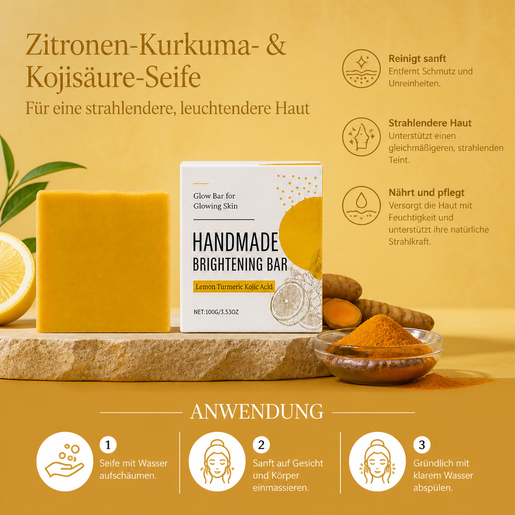 Zitronen-Kurkuma- & Kojisäure-Seife – Für eine strahlendere, leuchtendere Haut
