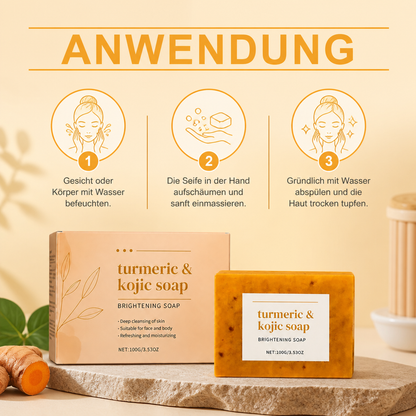 Aufhellende Kurkuma- & Kojisäure-Gesichtsseife – Sanfte Glow-Reinigungsseife