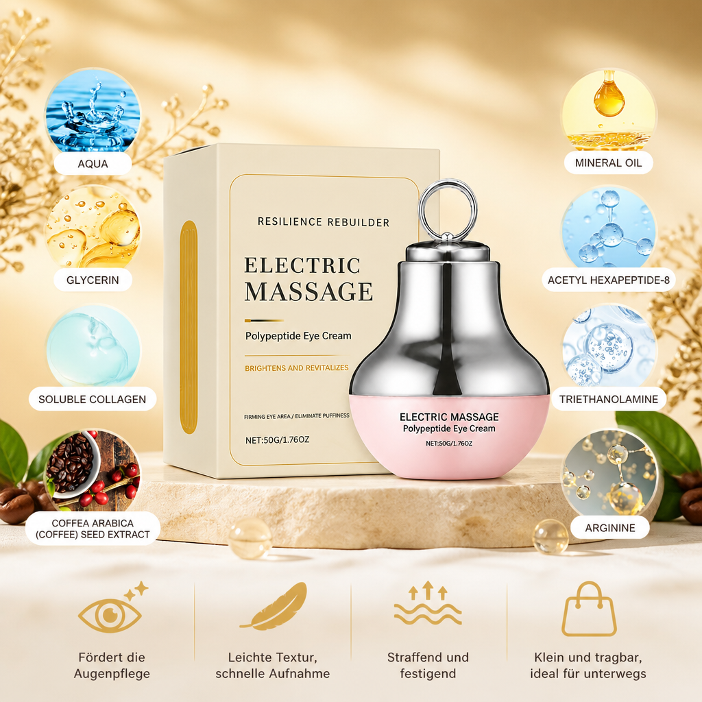 Elektrische Peptid-Augencreme mit Massage-Applikator für strahlender wirkende Augen