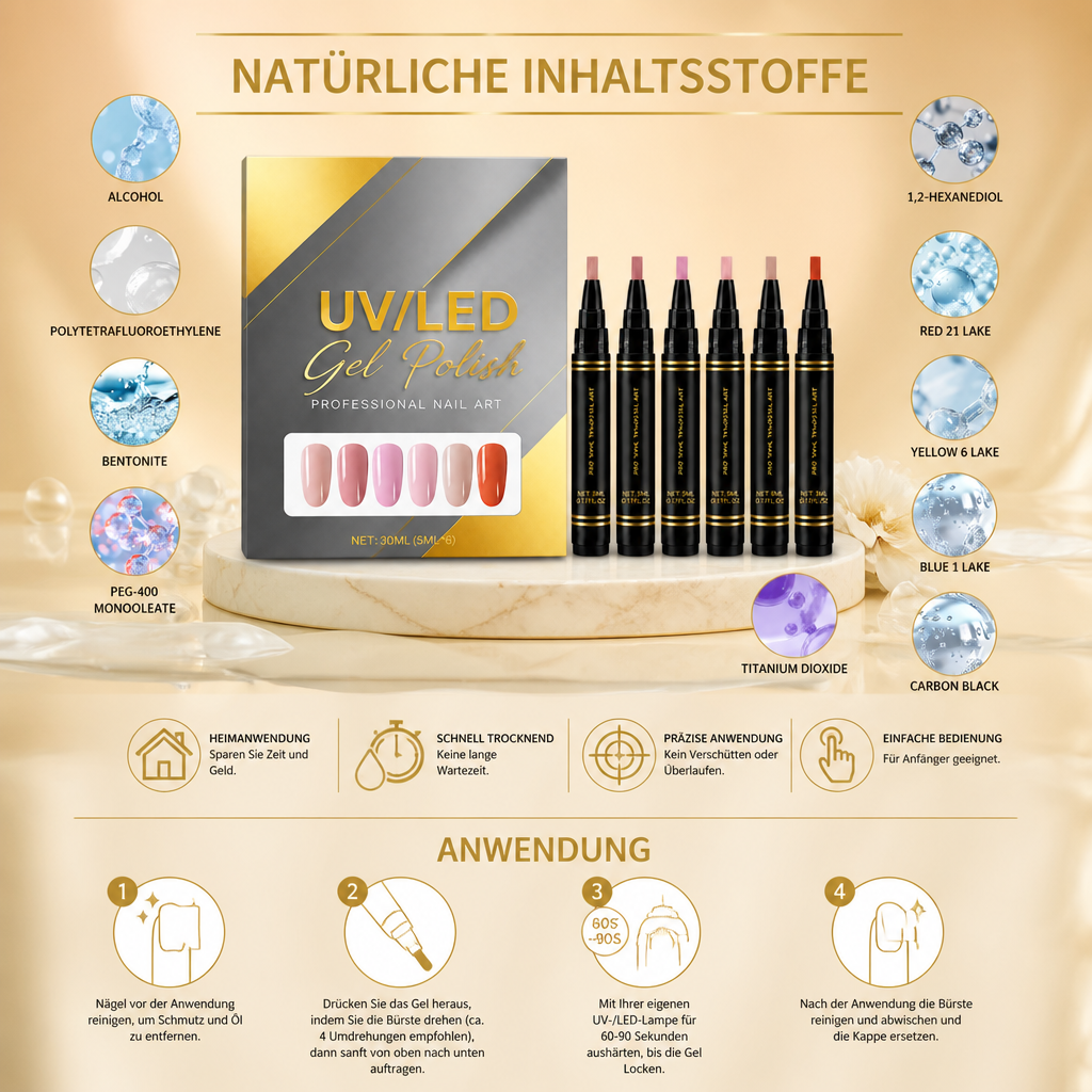 UV/LED-Gel-Nagellack-Set – Sanfte Nude-Töne für elegante Nagel-Looks