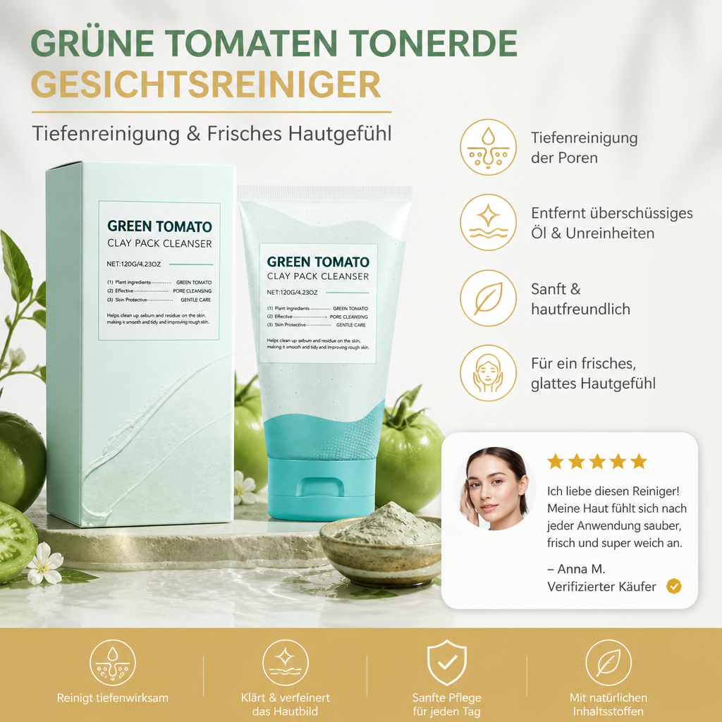 Grüne Tomaten Tonerde-Gesichtsreiniger – Tiefenreinigung & Frisches Hautgefühl