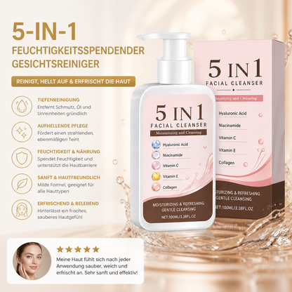5-in-1 Feuchtigkeitsspendender Gesichtsreiniger – Reinigt, Hellt Auf & Erfrischt Die Haut