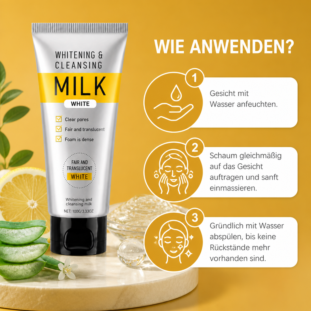 Feuchtigkeitsspendende Aufhellende Reinigungsmilch mit Niacinamid & Hyaluronsäure