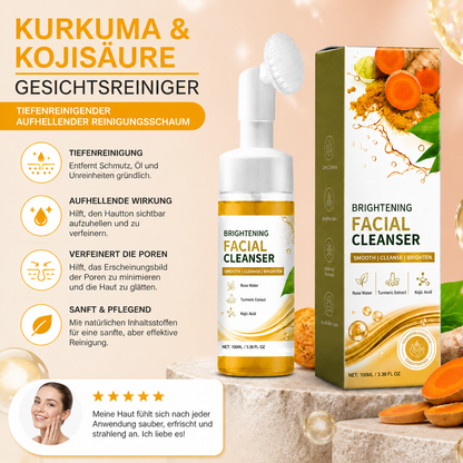 Kurkuma & Kojisäure Gesichtsreiniger – Tiefenreinigender Aufhellender Reinigungsschaum