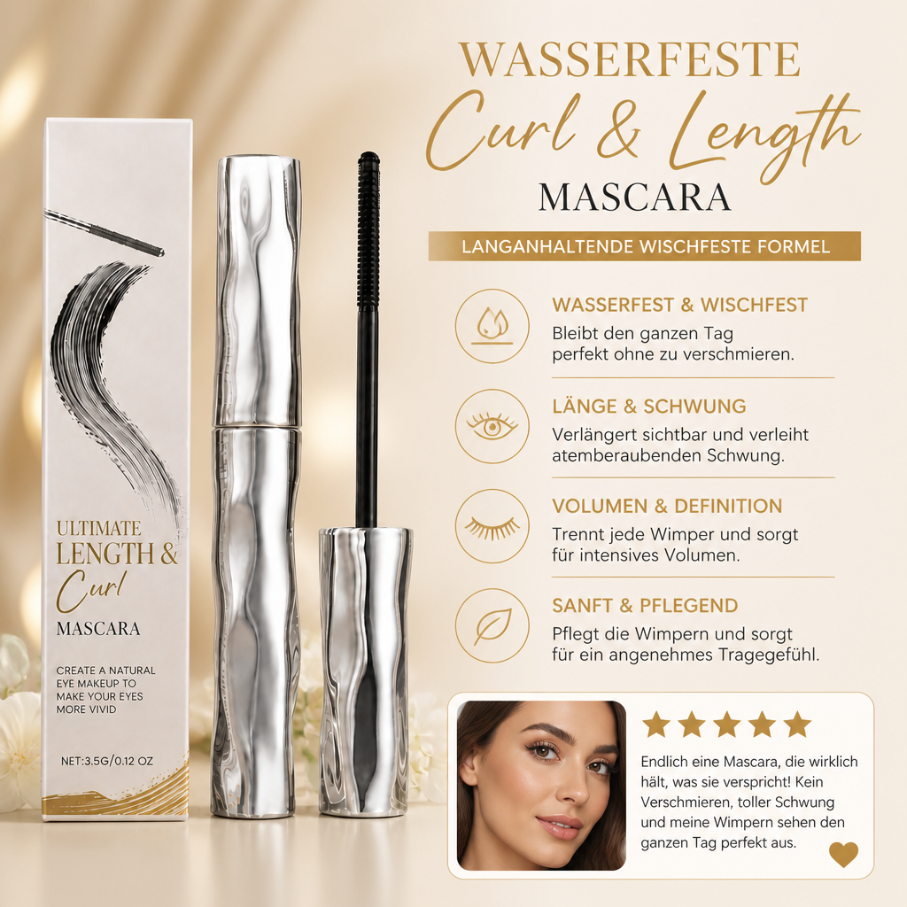 Wasserfeste Curl & Length Mascara – Langanhaltende Wischfeste Formel