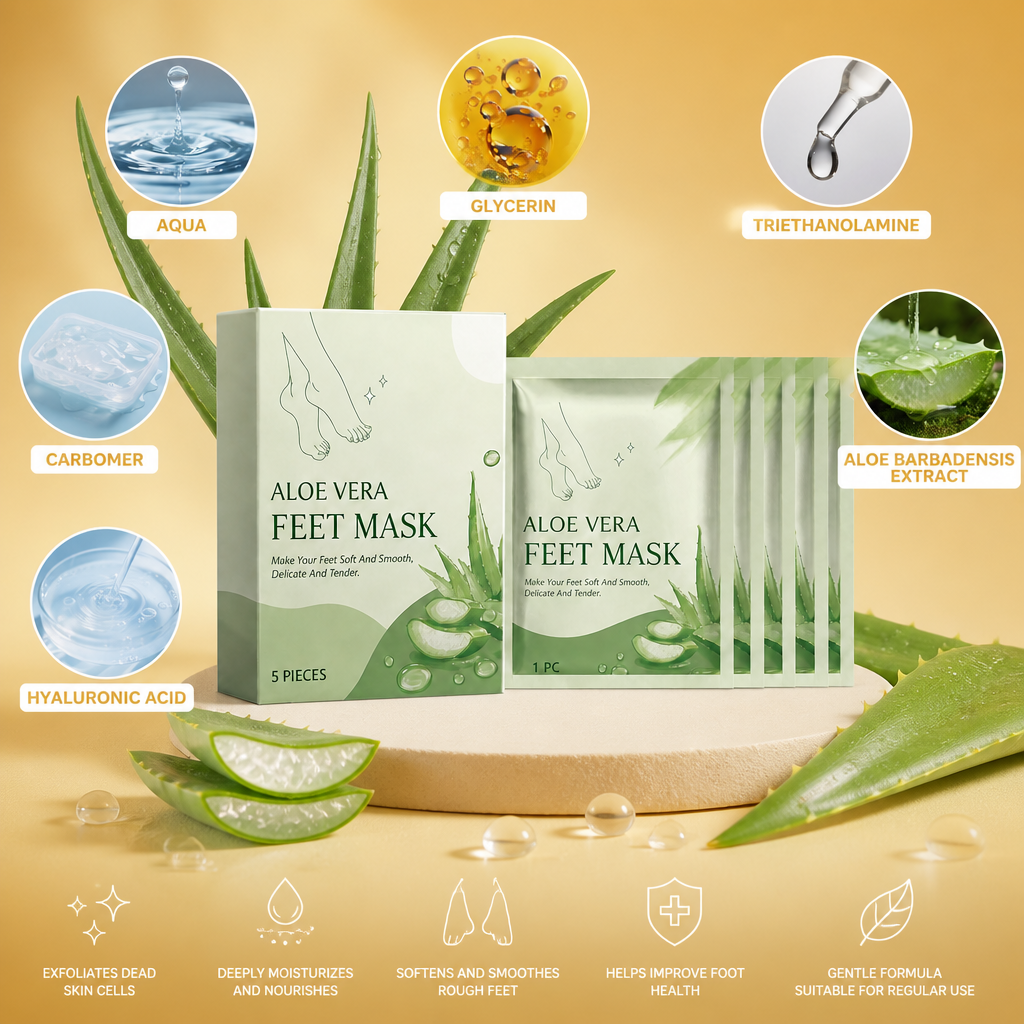 Aloe Vera Feuchtigkeitsspendende Fuß-Peeling-Maske für Weiche, Glatte Füße