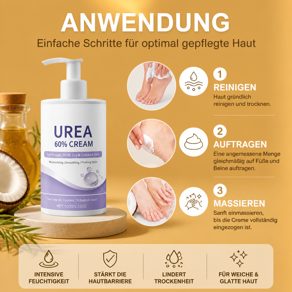 Urea Fußcreme – Intensive Feuchtigkeit für Weiche, Glatte Trockene Haut