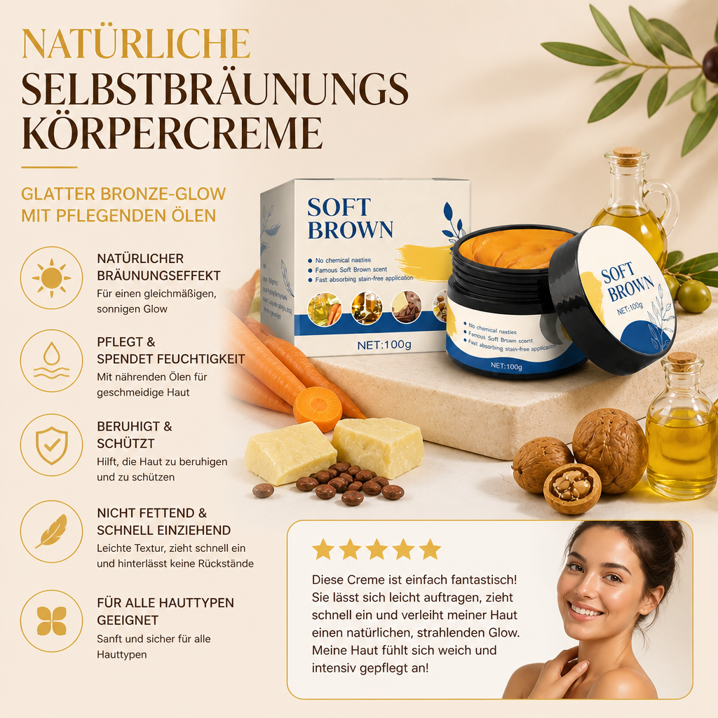 Natürliche Selbstbräunungs-Körpercreme – Glatter Bronze-Glow Mit Pflegenden Ölen