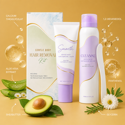 Sanftes Haarentfernungscreme- & Mousse-Set für Glatt Wirkende Haut