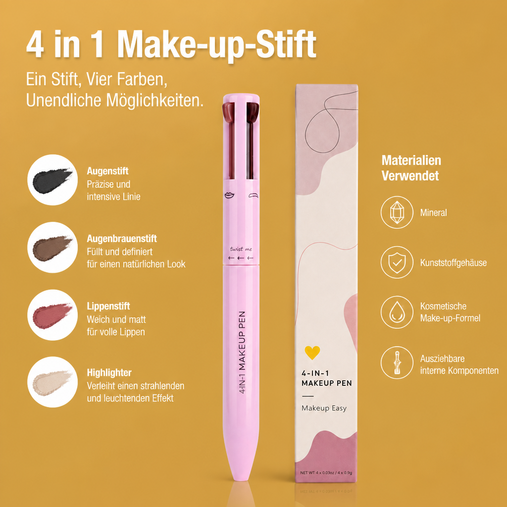 4-in-1 Make-up-Stift – Eyeliner, Highlighter, Lippen- & Augenbrauenstift