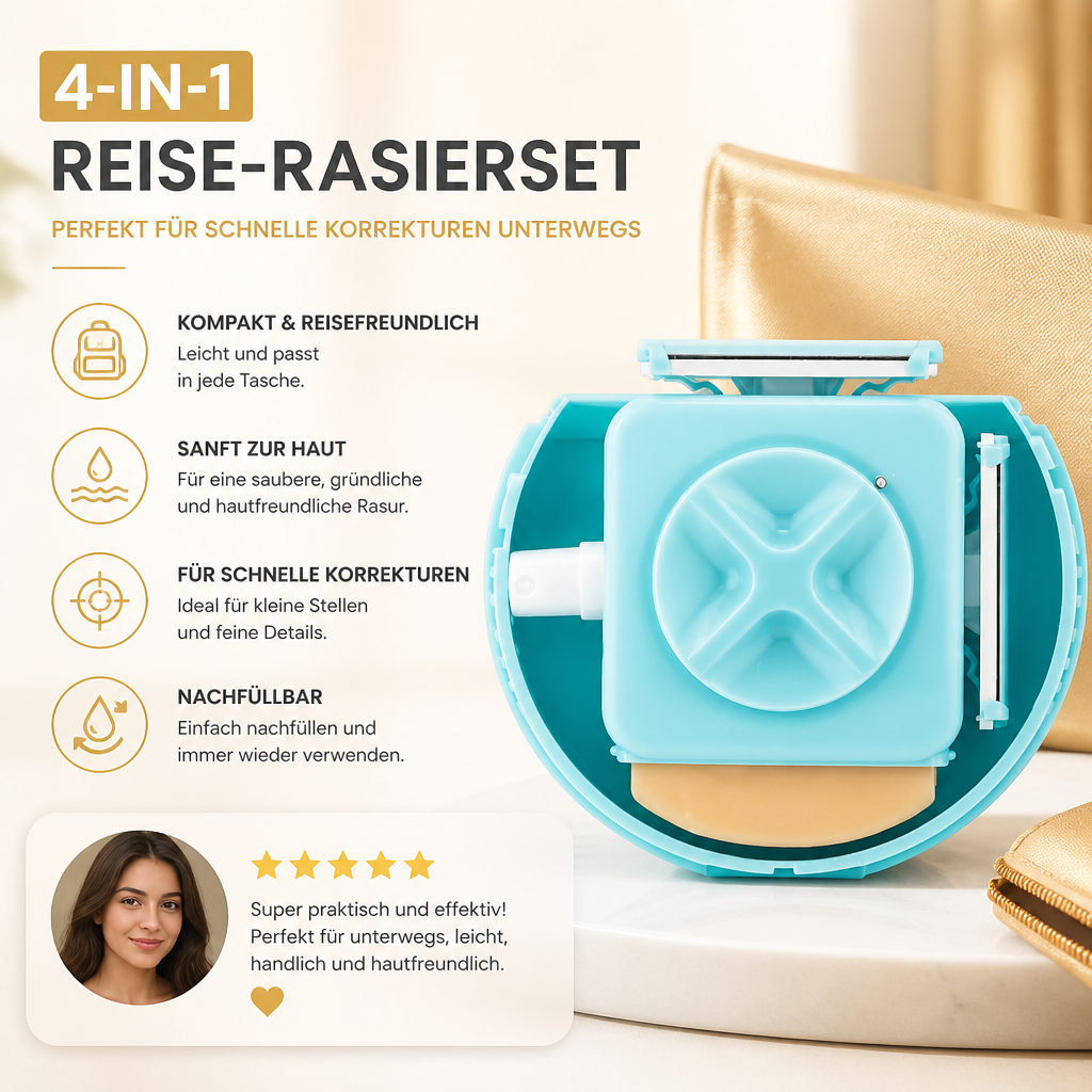 4-in-1 Reise-Rasierset – Perfekt Für Schnelle Korrekturen Unterwegs