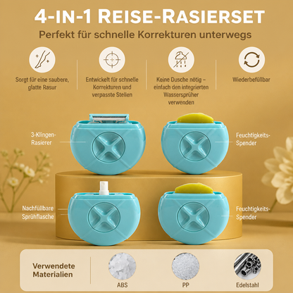 4-in-1 Reise-Rasierset – Perfekt Für Schnelle Korrekturen Unterwegs