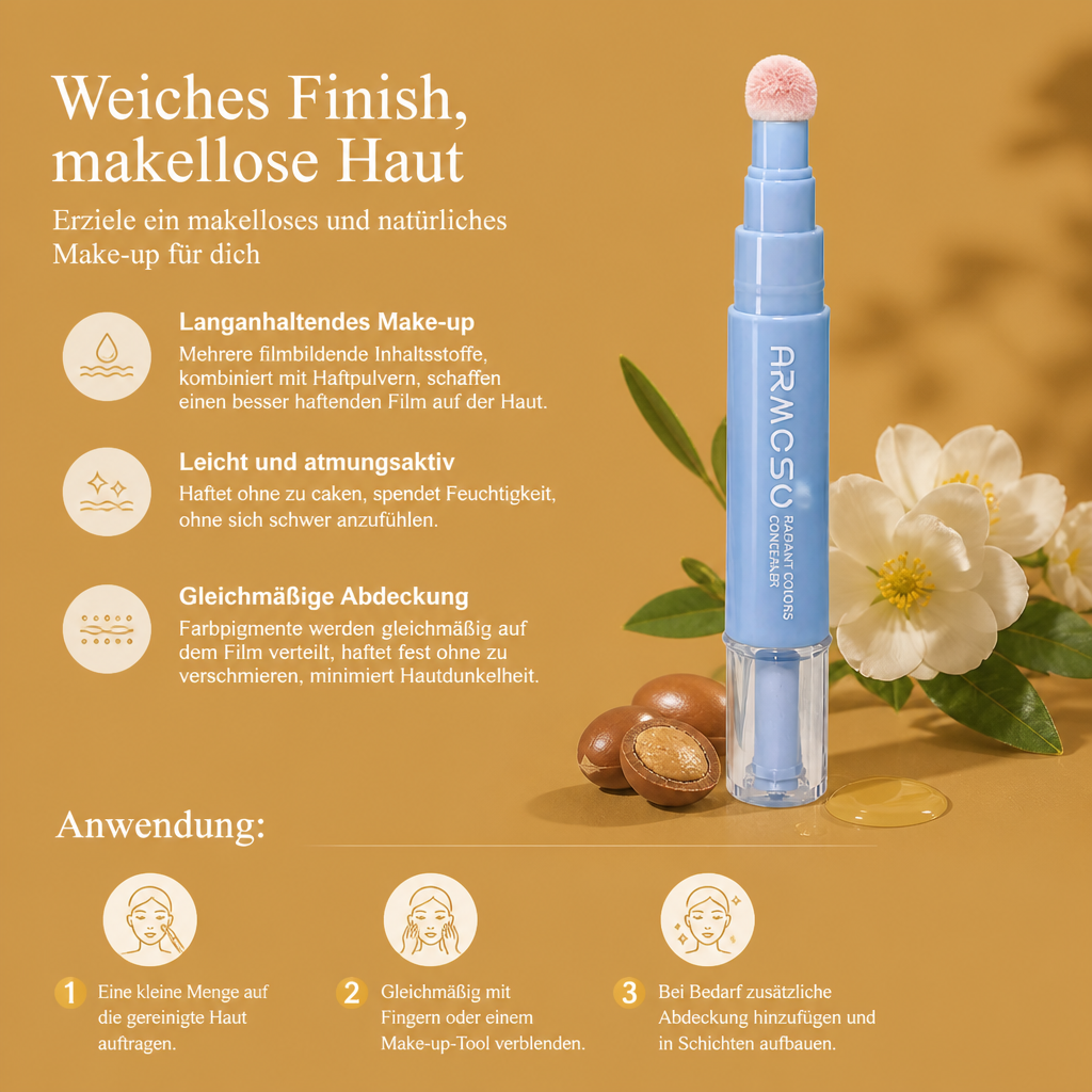 2-in-1 Feuchtigkeitsspendender Concealer-Stift Mit Voller Deckkraft & Verblendschwamm