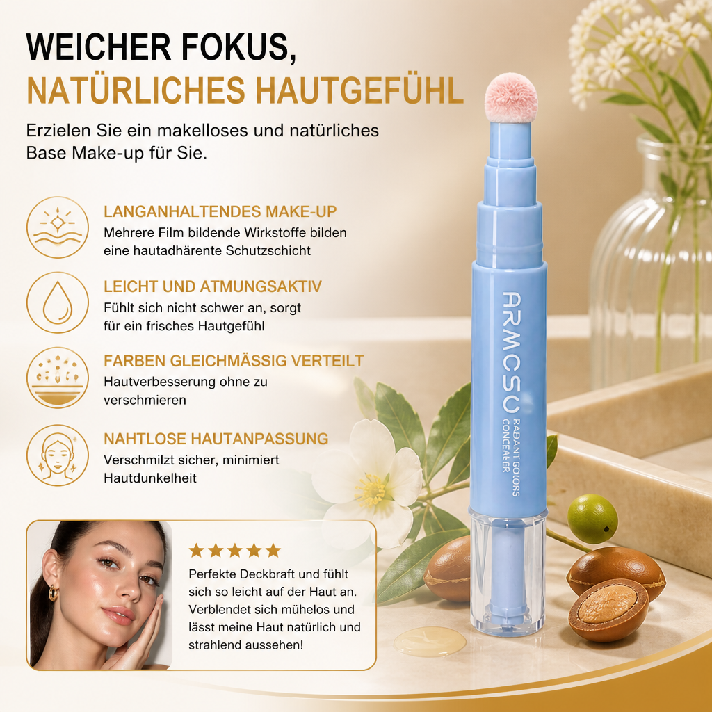 2-in-1 Feuchtigkeitsspendender Concealer-Stift Mit Voller Deckkraft & Verblendschwamm