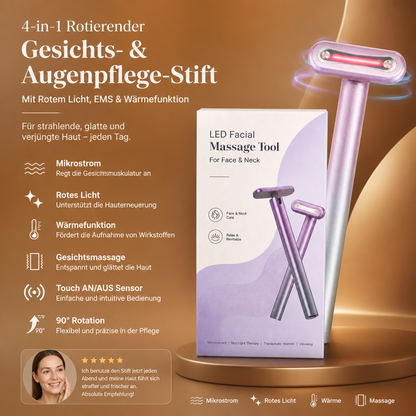 4-in-1 Rotierender Gesichts- Und Augenpflege-Stift Mit Rotem Licht, EMS & Wärmefunktion