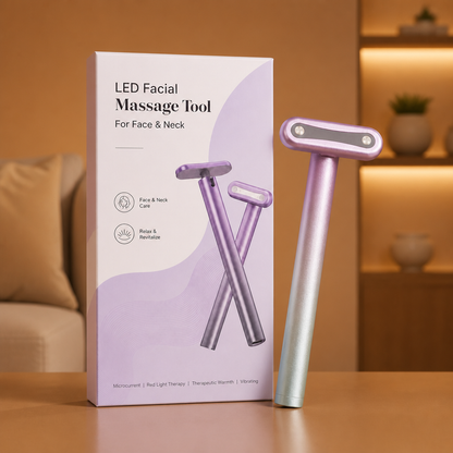 4-in-1 Rotierender Gesichts- Und Augenpflege-Stift Mit Rotem Licht, EMS & Wärmefunktion