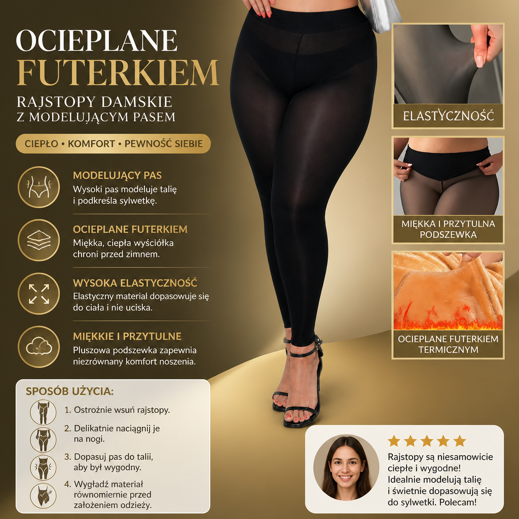 Damen-Strumpfhose mit Fleece-Futter und Formendem Taillenbund