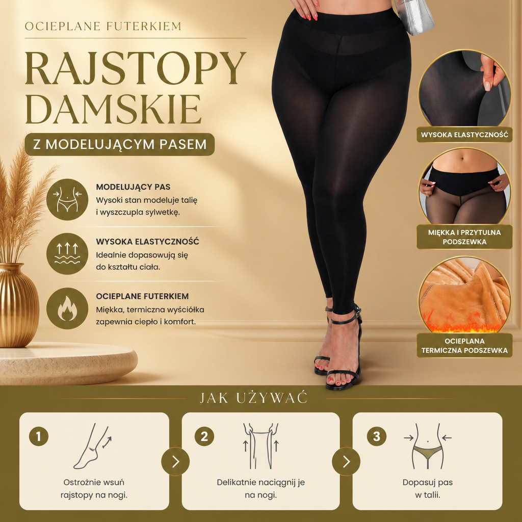 Damen-Strumpfhose mit Fleece-Futter und Formendem Taillenbund