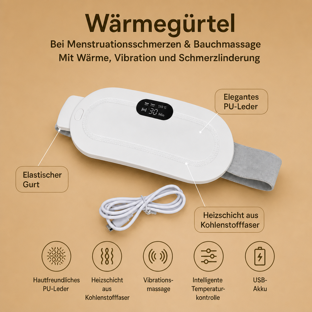 Wärmedyna Gegen Menstruationsbeschwerden & Bauchmassagegerät Mit Wärme- Und Vibrationsfunktion