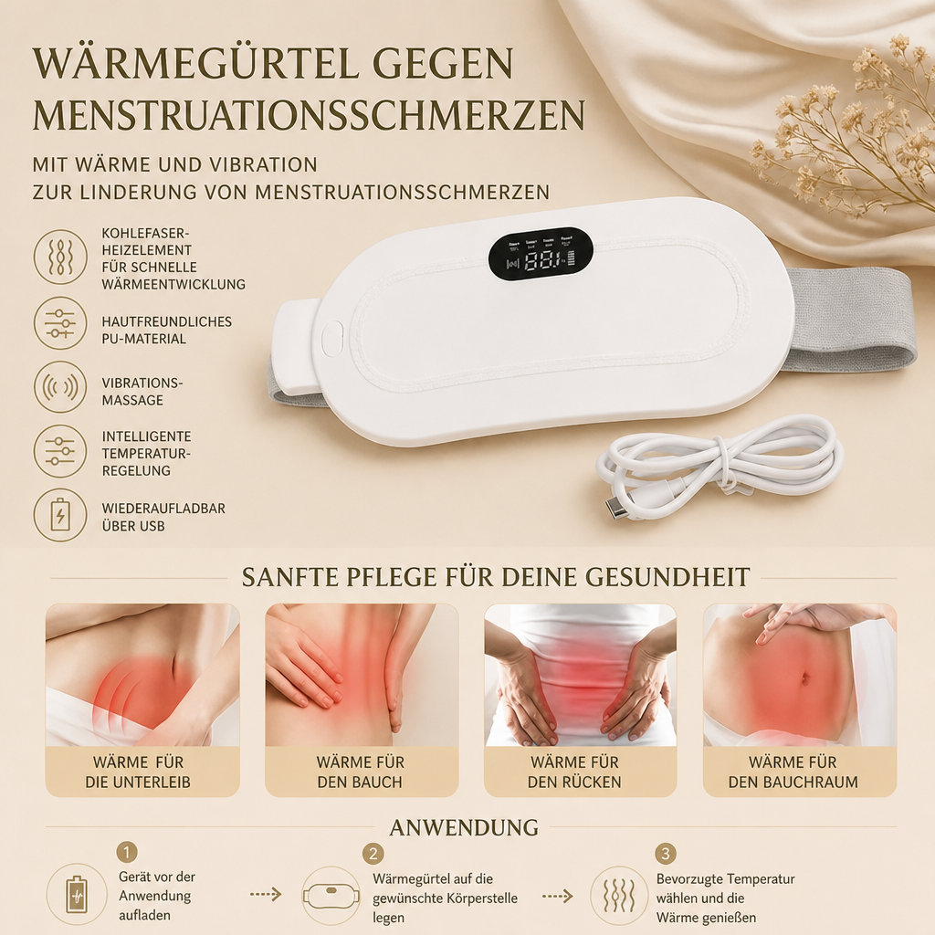 Wärmedyna Gegen Menstruationsbeschwerden & Bauchmassagegerät Mit Wärme- Und Vibrationsfunktion