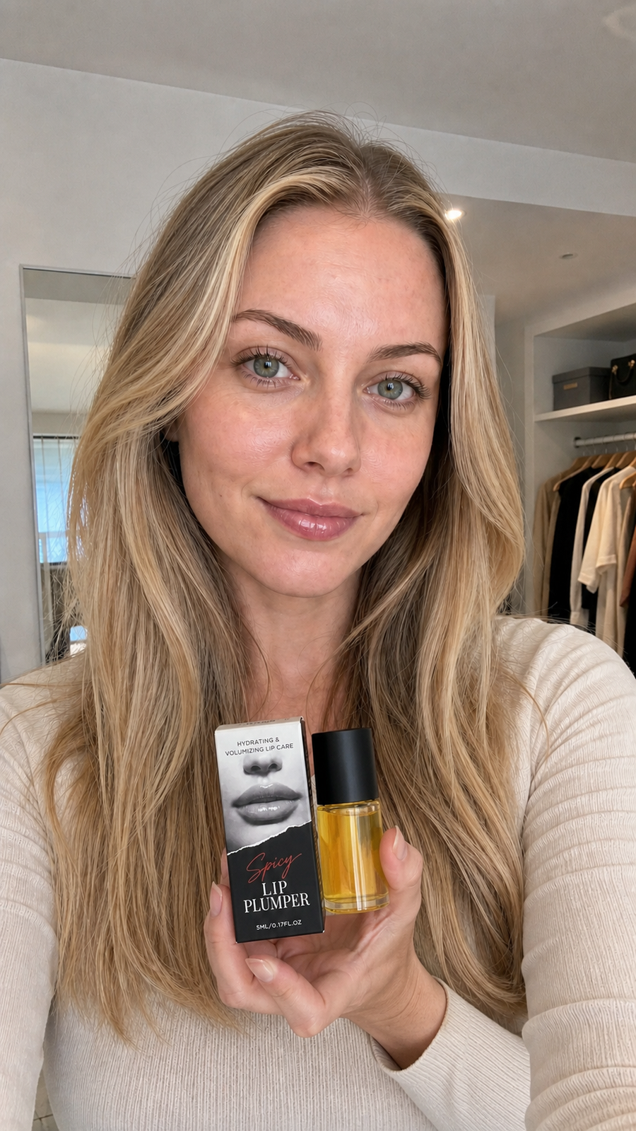 Nach der Anwendung des Korean Spicy Lip Plumper Gloss