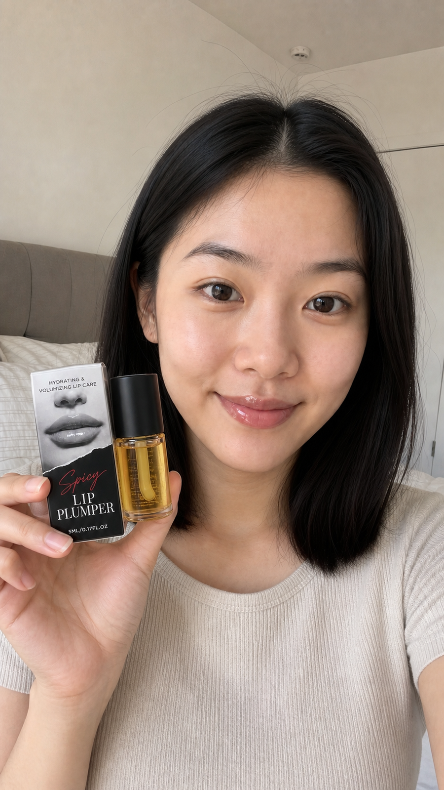 Nach der Anwendung des Korean Spicy Lip Plumper Gloss