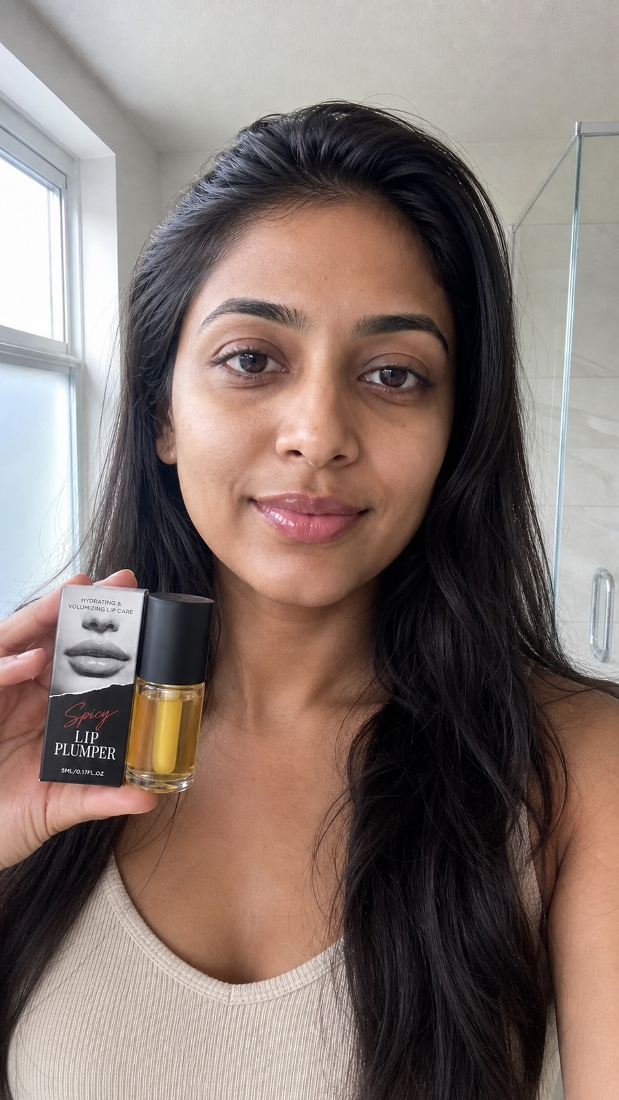 Nach der Anwendung des Korean Spicy Lip Plumper Gloss