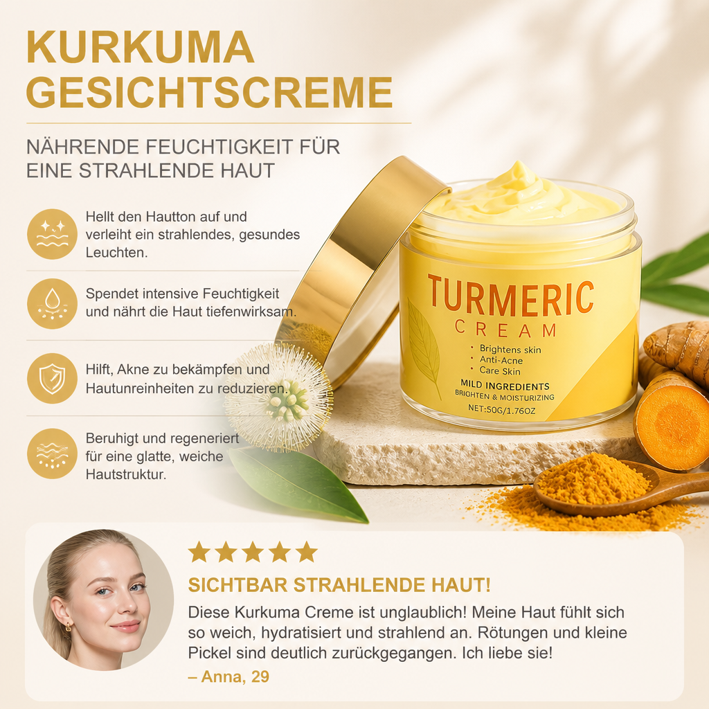 Kurkuma-Gesichtscreme – Nährende Feuchtigkeit für eine glatte, strahlend wirkende Haut