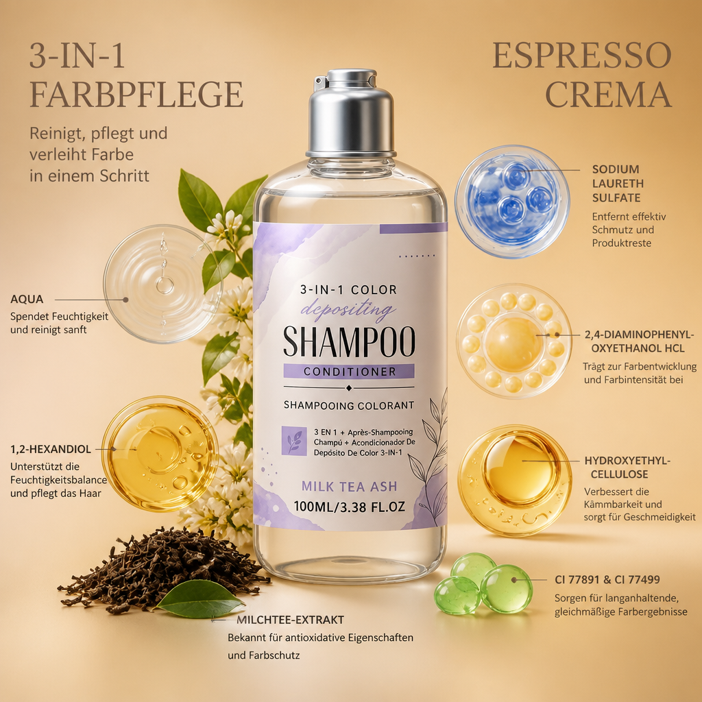 3-in-1 Farbauffrischendes Shampoo – Reinigende Haarfarben-Pflegeformel
