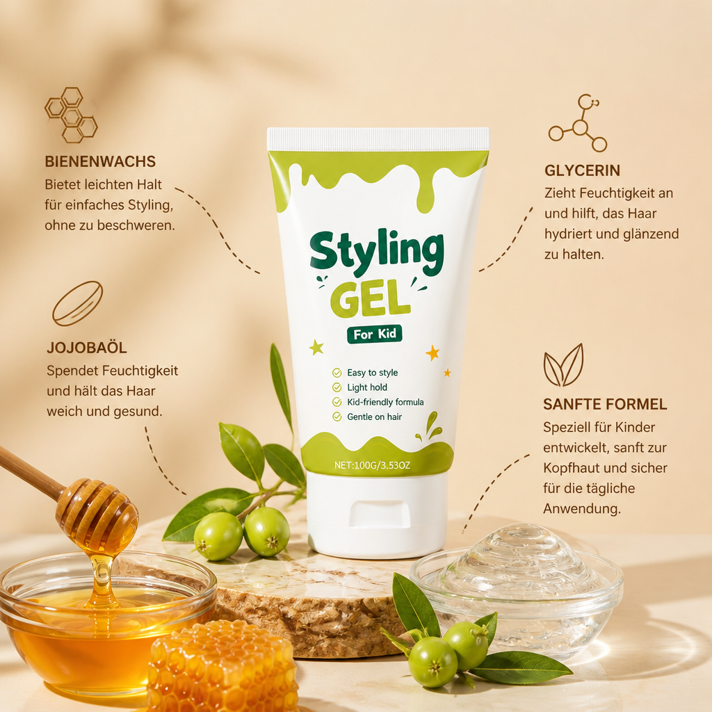 Kinder Haarstyling-Gel – Sanfter Halt & Feuchtigkeitsspendende Haarpflege