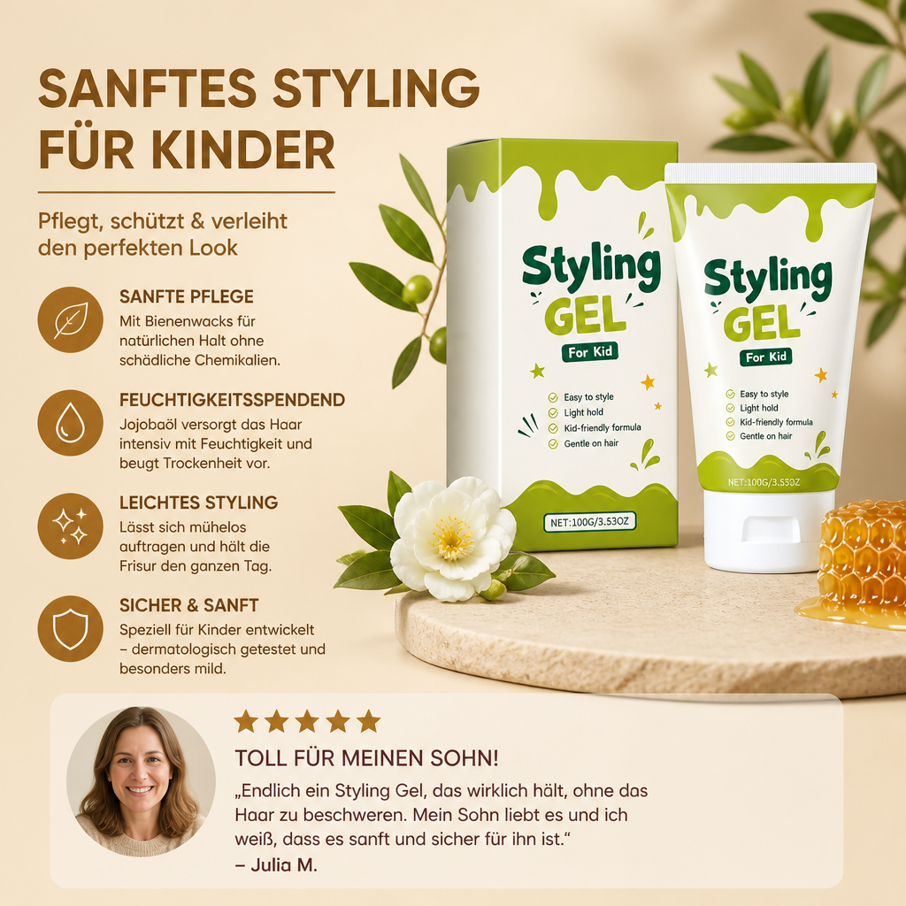 Kinder Haarstyling-Gel – Sanfter Halt & Feuchtigkeitsspendende Haarpflege