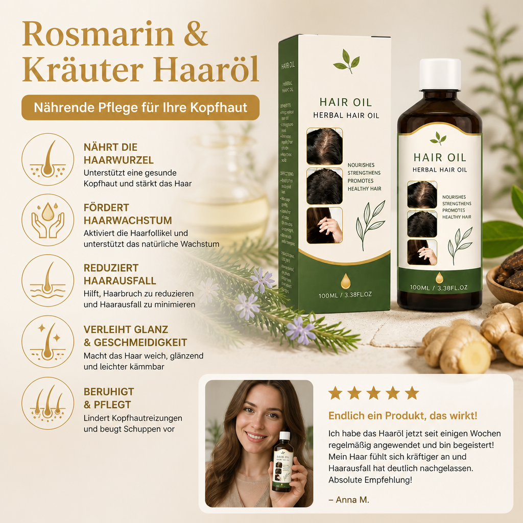 Rosmarin & Kräuter Haaröl – Nährende Kopfhautpflege für voller wirkendes Haar