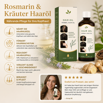 Rosmarin & Kräuter Haaröl – Nährende Kopfhautpflege für voller wirkendes Haar