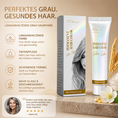 Langanhaltende Grau Haarfarbe – Nährende Farbformel für geschmeidiges Haar