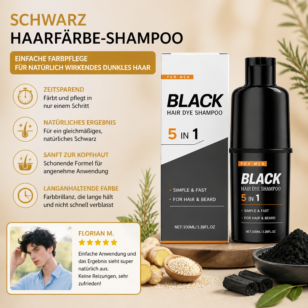 Schwarz Haarfärbe-Shampoo – Einfache Farbpflege für natürlich wirkendes dunkles Haar