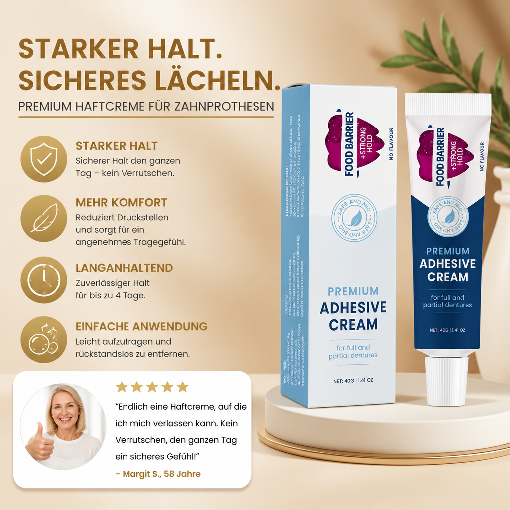 Premium Zahnprothesen-Haftcreme – Starker Halt für angenehmen Tragekomfort
